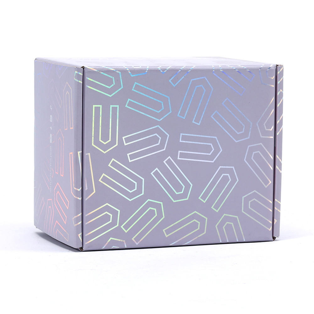 Custom Logo Holograph Pink Mailer Box Folding Corrugated Board Paper Packaging with Logo