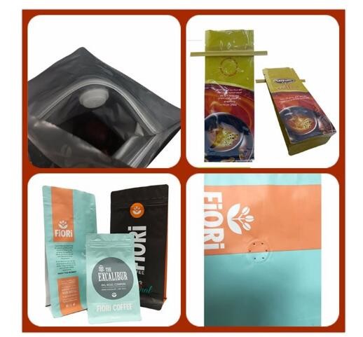 Top quality customized Eight side sealing flat bottom bag/gravure printing coffee square bottom biscuit bag /food