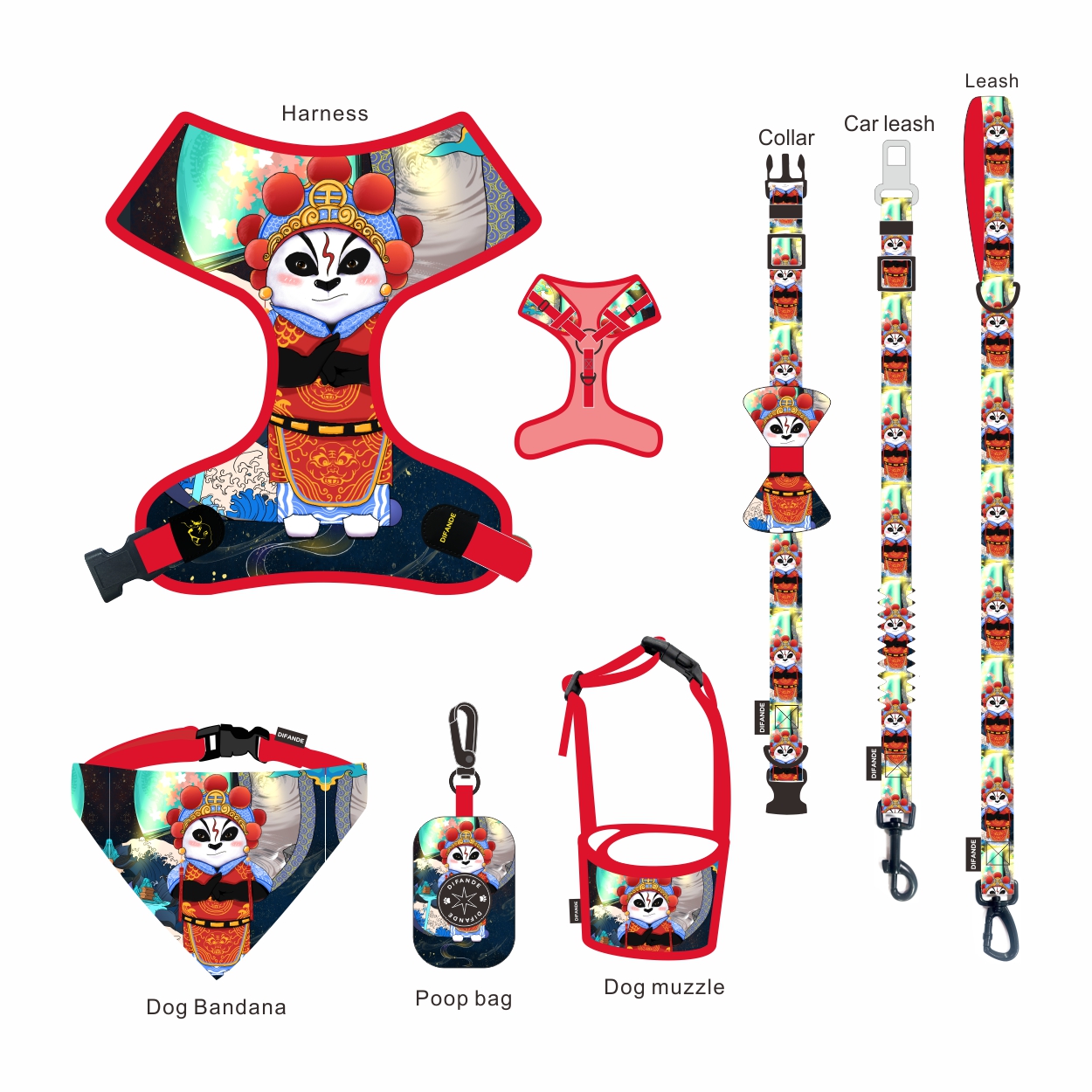 Heavy Duty Pet Harness Vest Sweat Resistant Poop Bag Holder