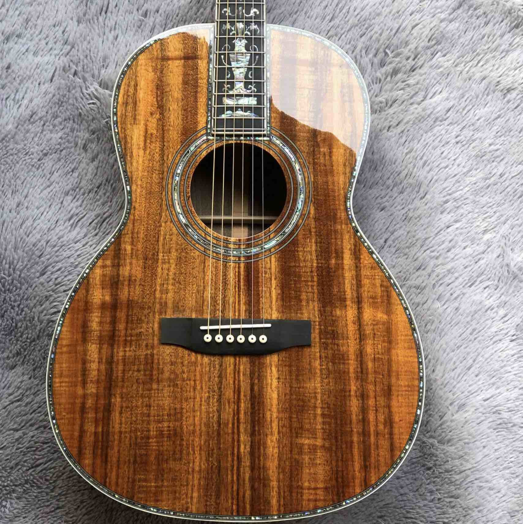 Custom Grand 39" KOA Wood 00045 Parlor Acoustic Guitar 100% All Real Abalone Guitar Accept OOO, OM, D Shape Custom Guita