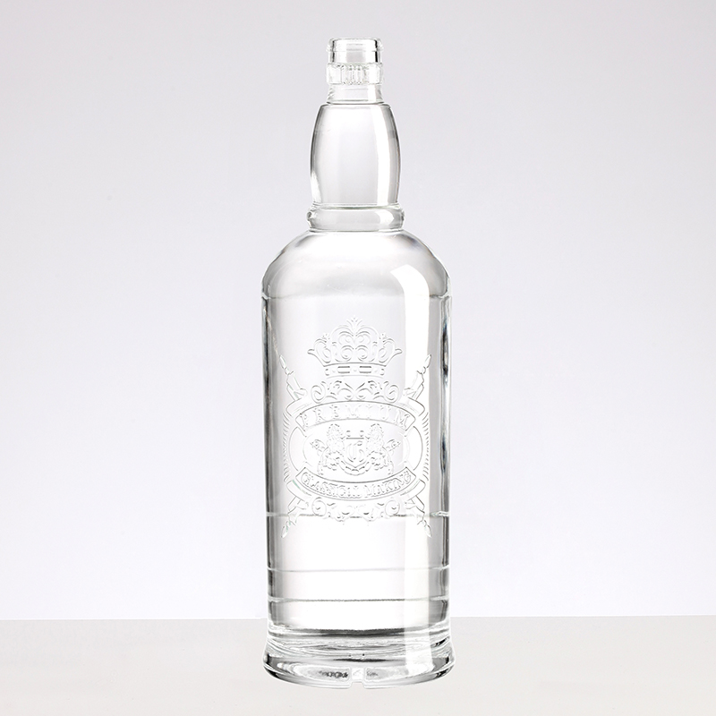 Clear Customized Twist Pattern Liquor Spirit Wine Brandy Bourbon Tequila Glass Bottle