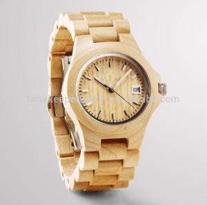 Wholesale Ebony timber , wood band watches with date function,noctilucent hands can see from dark . from china suppliers