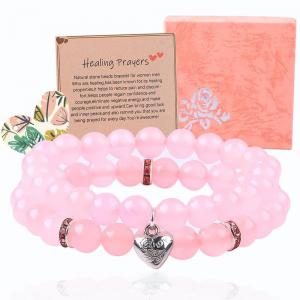 Wholesale 8mm Rose Quartz Gemstone Bead Bracelet Healing Energy Charm Jewelry from china suppliers