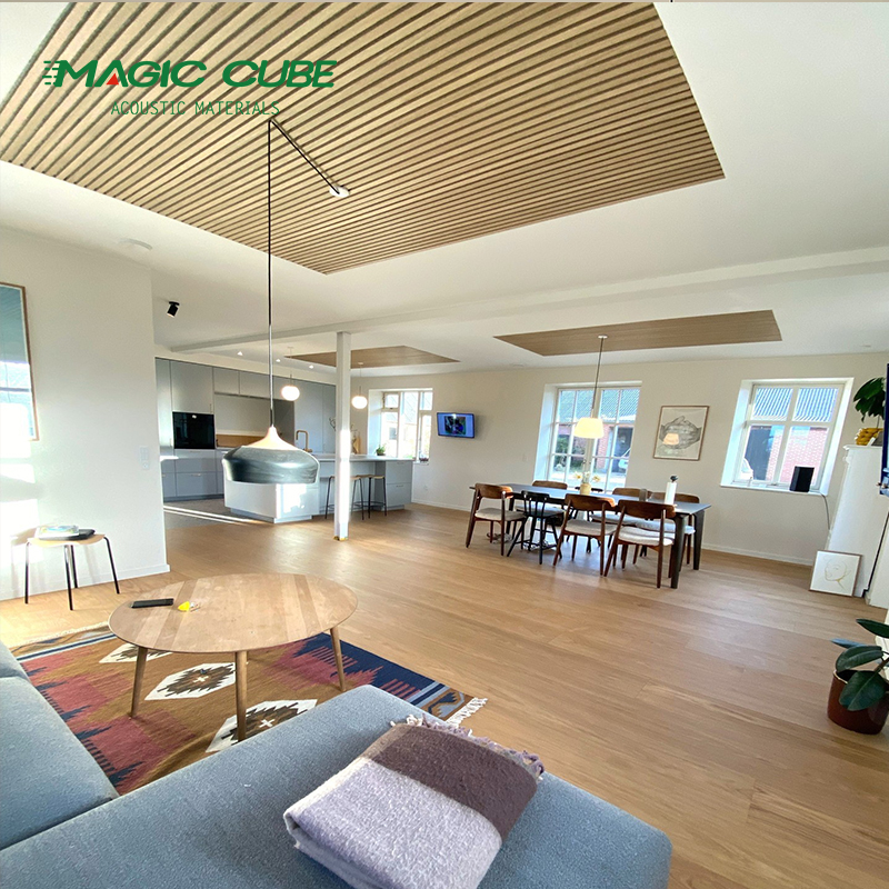 Lightweight MDF Polyester Fiber Wood Slat Wall Panels For Acoustic Control