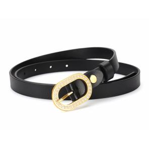 Wholesale Feather Edge Adjustable Size Fashion Ladies Split Leather Belt Pearl Stone Buckle from china suppliers