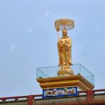Outdoor Decor Bronze Buddha Statue Gold Leaf Ksitigarbha Bodhisattva Statue