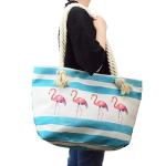 Summer Flamingo Big Zip Top Beach Tote Bulk Modern Hemp Rope Handle