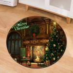 80cm red Round Santa Claus Elk Christmas Festive Floor Mat Anti SlipCircular