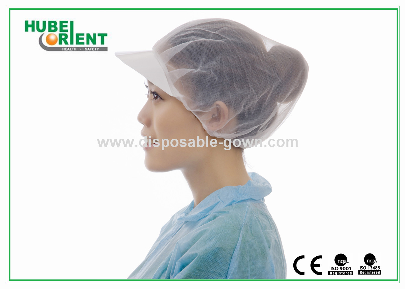 Non-Woven Disposable soft Bouffant Caps With Peak Round Hairnet Cap for food industry