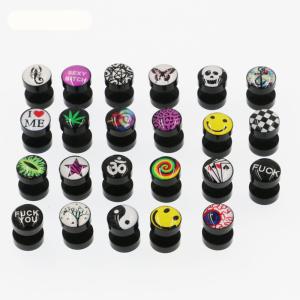 Wholesale Free shipping fake ear plugs ear studs earrings for girls logo print anti-allergic piercing jewelrys from china suppliers
