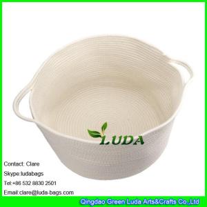 Wholesale LDKZ-061 white cotton rope storage basket with handles soft durable toy storage nursery bins from china suppliers