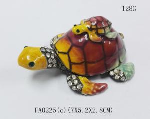 Wholesale Mum &amp; Baby Turtle metal trinket box turtle enamel metal jewelry box from china suppliers
