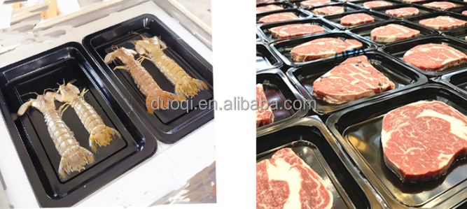 Fish Skin Pack Processing with DUOQI DQ-240VCT Multifunctional Vacuum Skin Packing Machine 120 BPH