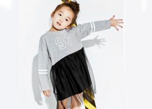 Wholesale Latest Kids Girls Clothes Number Printing Mesh Stitching Girls Winter Dresses from china suppliers