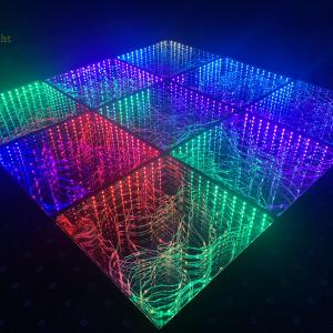 Wholesale RGB 3in1 Luminous Starry Golden LEDs Floor Tiles 3D 50*50cm Mirror Dance Floor for Party Wedding from china suppliers