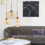 E26 Clear / Amber Glass Nordic Pendant Light For Hotel / Living Room / Showroom