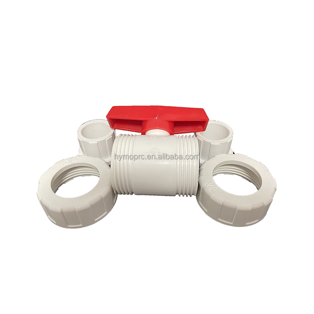 PVC Union Type 2" Ball Valve Type for Wholesales OEM ODM UPVC White Plastic 1/2" PVC