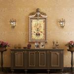 Golden Interior Wallpaper New Fashion Plant Fiber Particle CE / ISO Certificatio