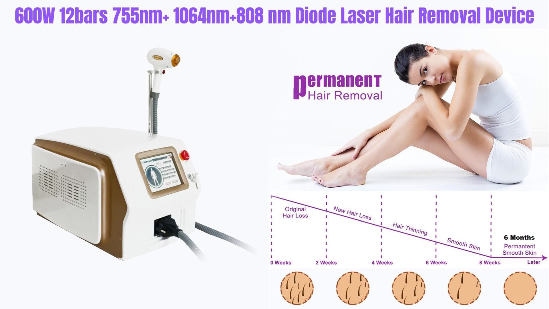 Portable High Power Diode Laser Hair Removal Beauty Machine 808nm