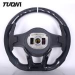 White Stripe Black Perforated Leather Mercedes Steering Wheel Carbon Fiber