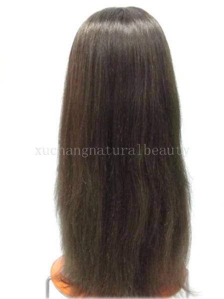 Virgin Human Hair Machine Sewing Full Lace Wigs Soft Straight In Stock
