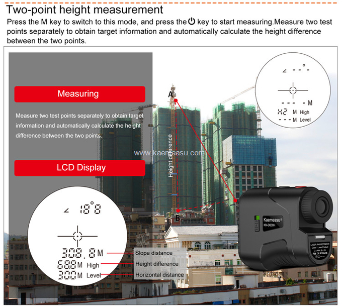 kaemeasu Hunting Laser Rangefinder 6.5X Magnification Golf Telescope Angle Measuring Distance Meter D800