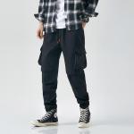 Men'S Casual Outdoor Elastic High Waisted Baggy Workout Pants With Pockets Solid