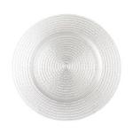 Hot selling High Quality White Embossed Elegant Decoration Glass Charger Plate