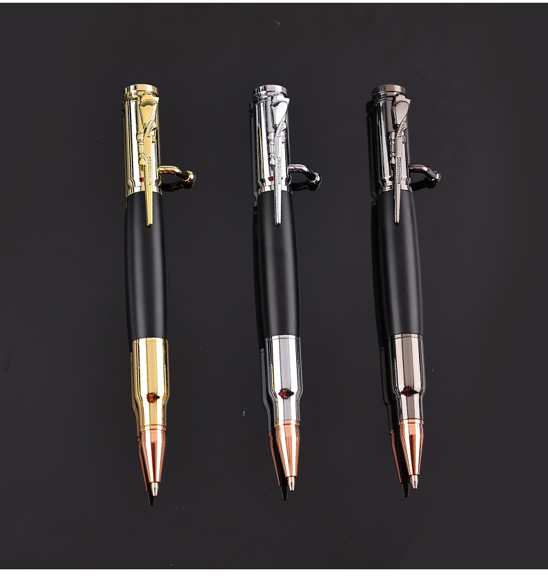 OEM Printing Ball Point Ballpoint Bolt Action Metal Bullet Gun Pen With 1.0mm Writing Width