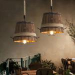 American Retro Wood Barrel Chandelier Restaurant Dining Room Pendant Lamps(WH-VP