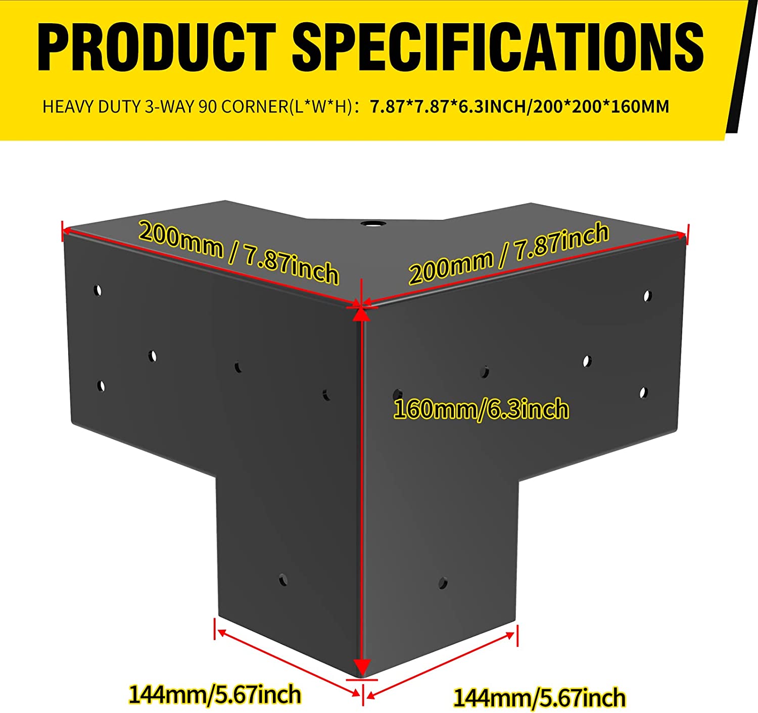 Wood Construction Black Electrophoretic Paint Spraying Metal Hardware Kit Pergola Extension Frame Corner Brackets
