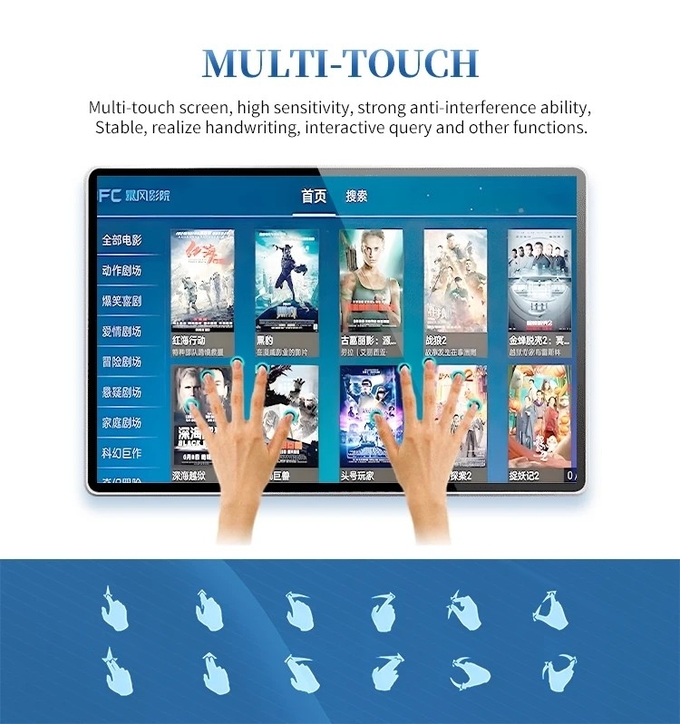 Vertical Interactive Kiosk 49'' All In One Horizontal Multimedia Display Android Windows
