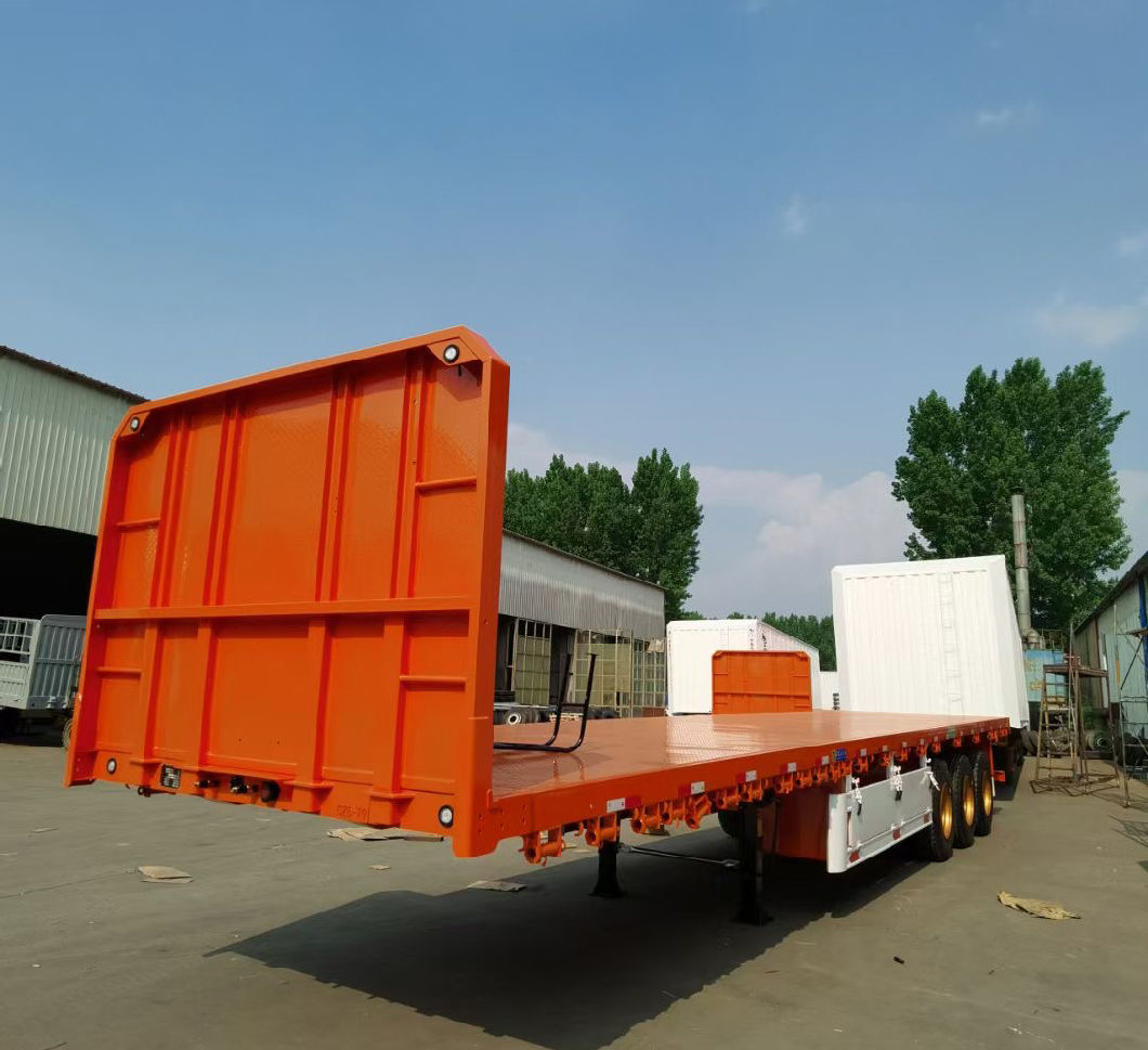 High Quality Tri-Axle 2/3/4 Axle Container Cargo 40ton 20/40 FT Flatbed Chassis Flatbed Trailer