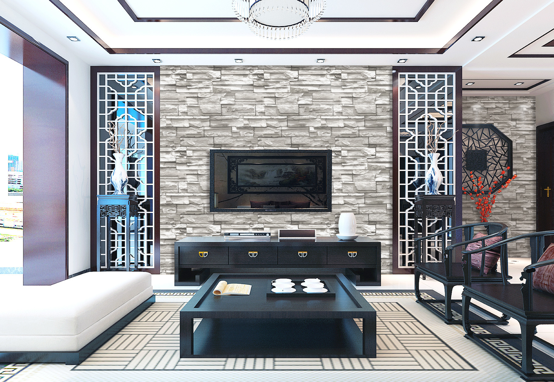 3D waterproof PVC wallpaper modern fashion design removeable 2017 new
