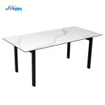 Customizable 850mm Width Ceramic Grey Dining Table Metal Base DT-996