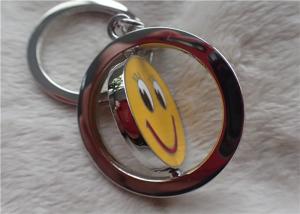 Wholesale Color Silver Key Chain Personalized Promotional Gifts With Rotatable Smiling Yellow Face from china suppliers