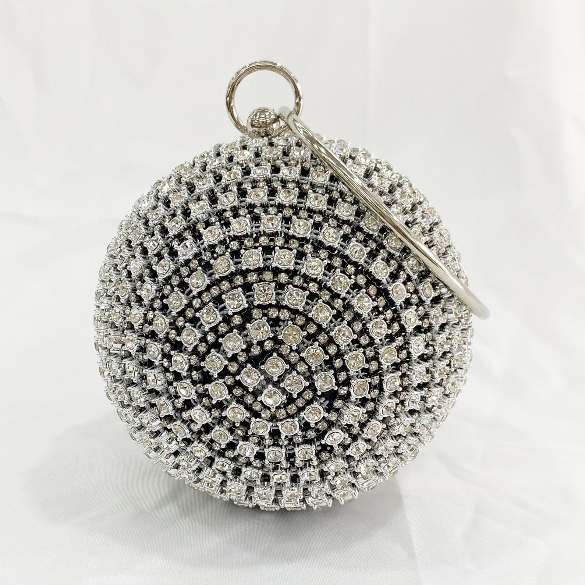 Girls Wedding Evening Purse Round Ball Ladies Shoulder Crossbody Handbags with Metal