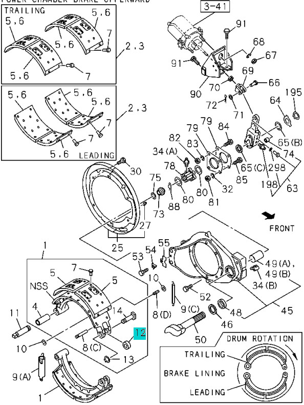 1471130050 ISUZU Auto Parts Small Roller Connect Two Brake Shoes Black Grind Surface