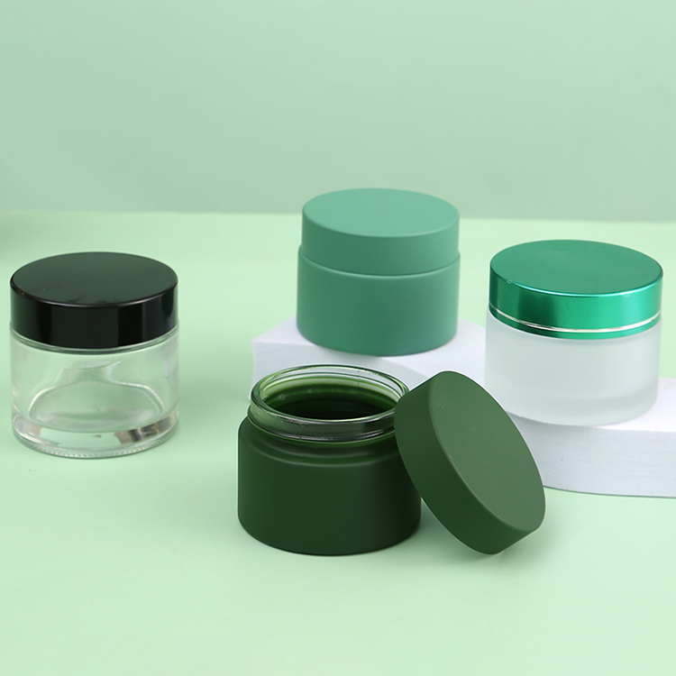 Empty Glossy or Matte Round Shaped Cosmetic Glass Cream Jars with Lid Collar Material Glass 5g 10g 15g 20g 60g Industrial