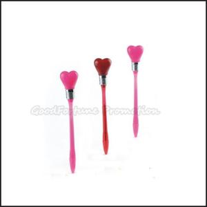 Wholesale Hot Sale Cheap Promotional printed logo led light Heart Shape ballpoint pen gift from china suppliers