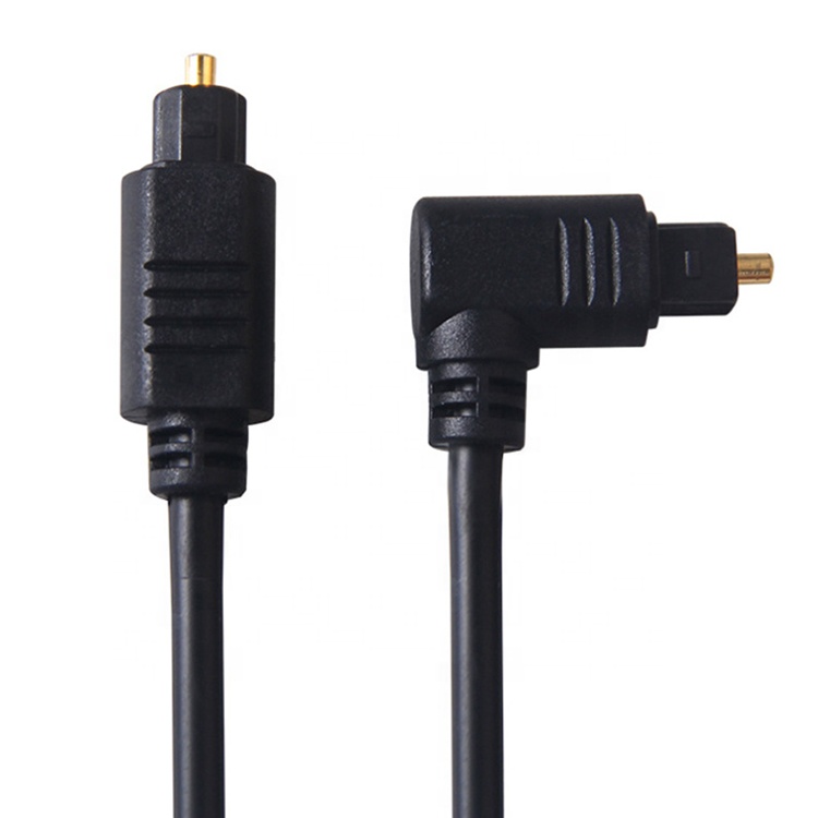 High Quality 90 Degree Angle 24K Gold SPDIF Digital Optical Audio Toslink Cable for PS4 TV
