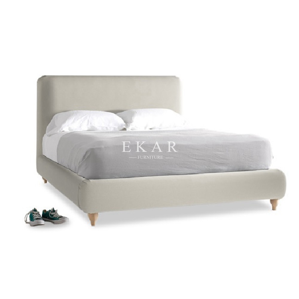 Single Modern Design Wooden Legs Fabric Upholstered Bed