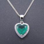 Hot Sale 925 Sterling Silver Heart Shaped Green Zircon Jewelry Sets for Fashion