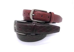 Wholesale Men 's Diamond Embossed Leather Belt 1 3/8” 35mm Wide Strap With Zinc Alloy Pin Buckle from china suppliers