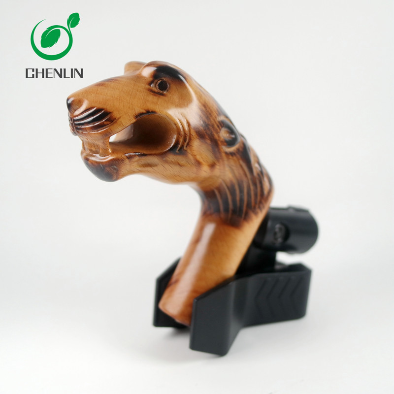 Carving Cat Wooden Umbrella Handle No Burrs SGS Certificated