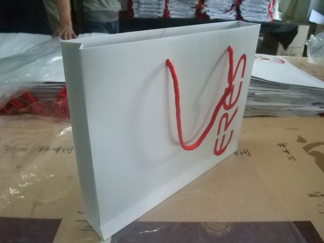 Manufacturer customized with cotton handle shopping paper bag for clothing shop gift promotion