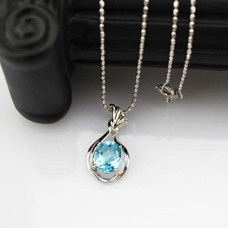 Rose Gold Plated 925 Silver Chain Oval Pink Cubic Zircon Pendant Necklace(P06)