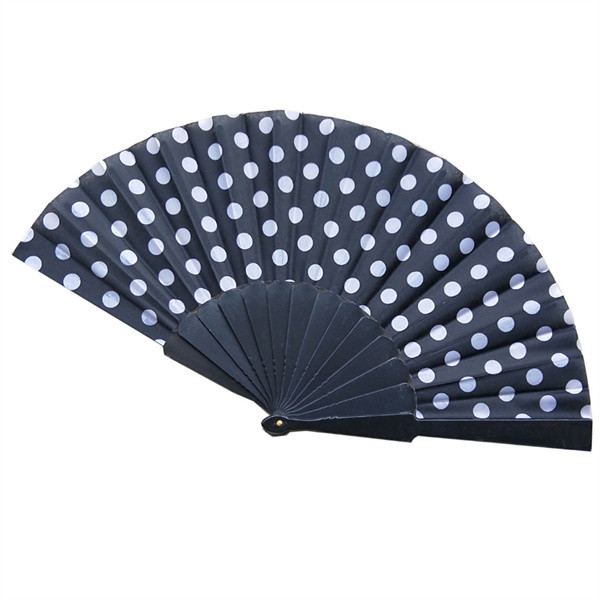 Multicolor Plastic Foldable Hand Fans Customized Logo With Polka Dots Pattern