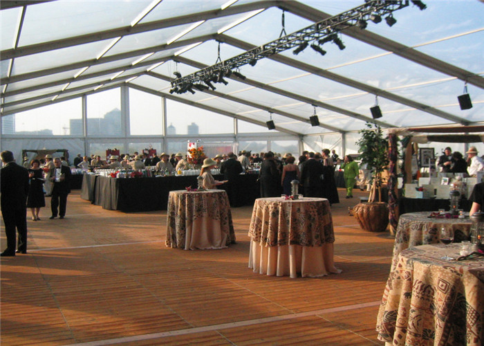 Clear PVC Fabric Outdoor Party Tents With Wooden Flooring 6m * 10m