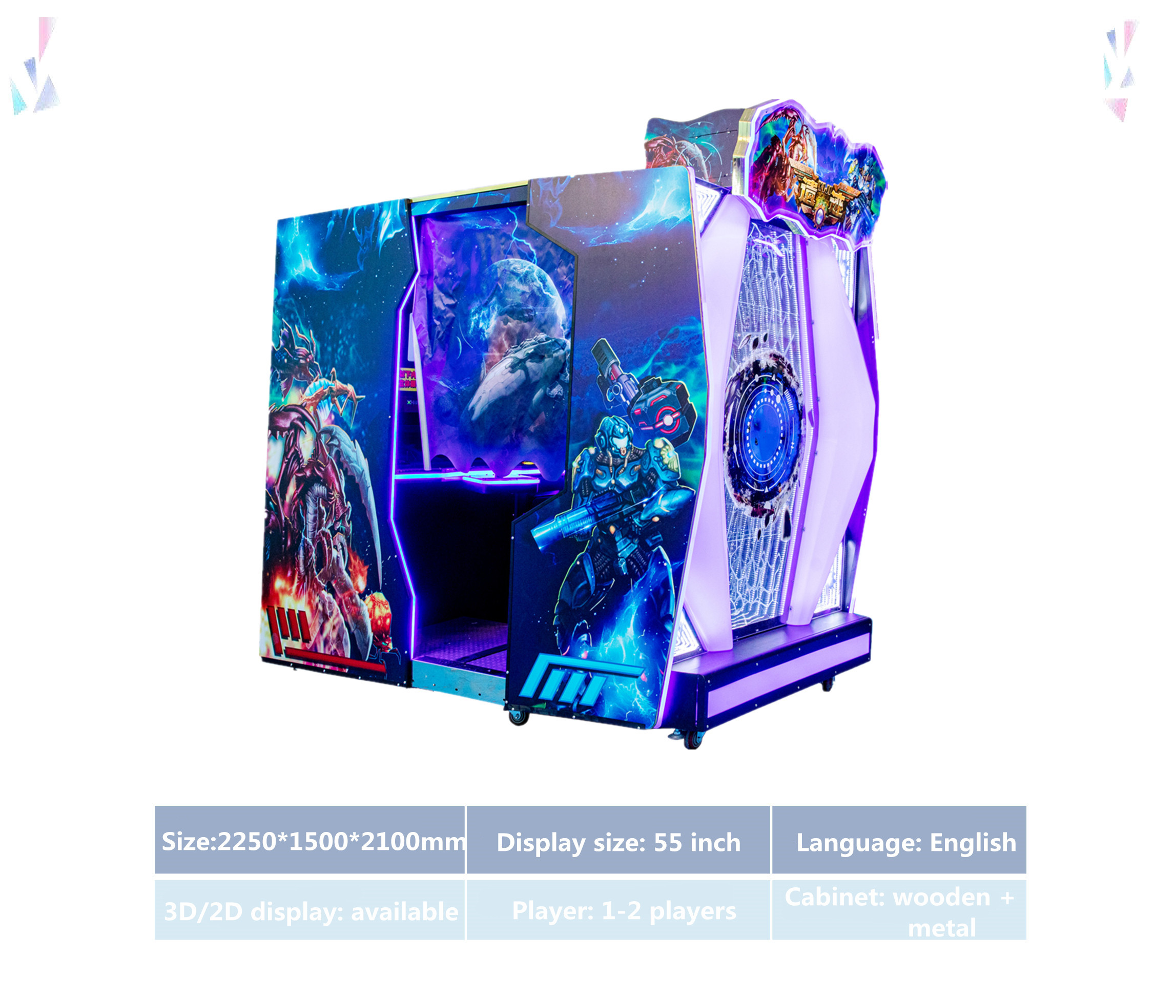 Self Developed 3d Shooting Arcade Game Machine 2 Players 4d Aliens Swarm Shooting Game